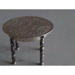 Miniatuur zilver CQ14 ronde tafel zilveren miniaturen