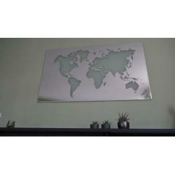 Mooie decoratieve Wereldkaartspiegel afm135x80cm