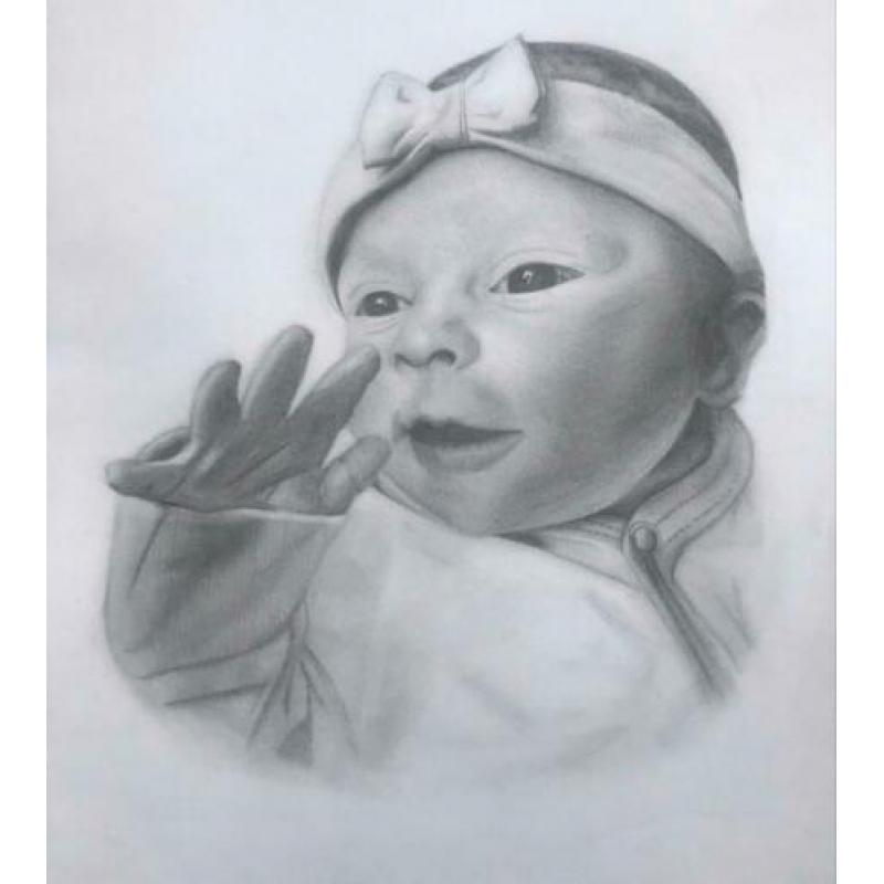 Portret tekening laten maken baby’s kinderen volwassenen etc