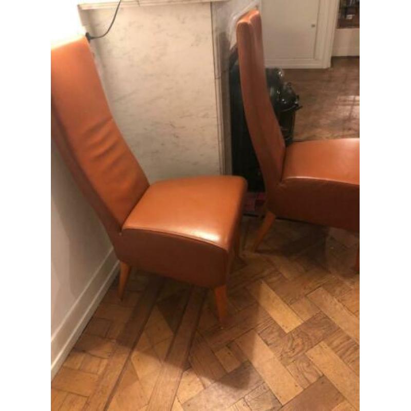 Eetkamerstoelen kalfsleer cognac 6x