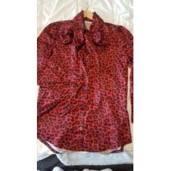 Dierenprint satijnen blouse mt S-M