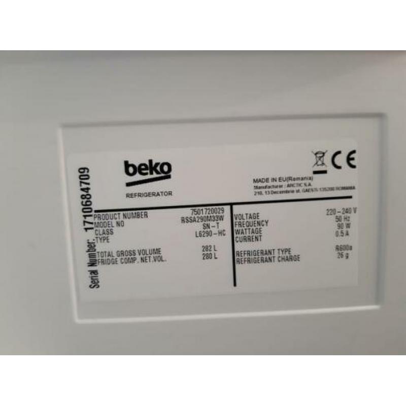 Beko koelkast 280 liter, schoon