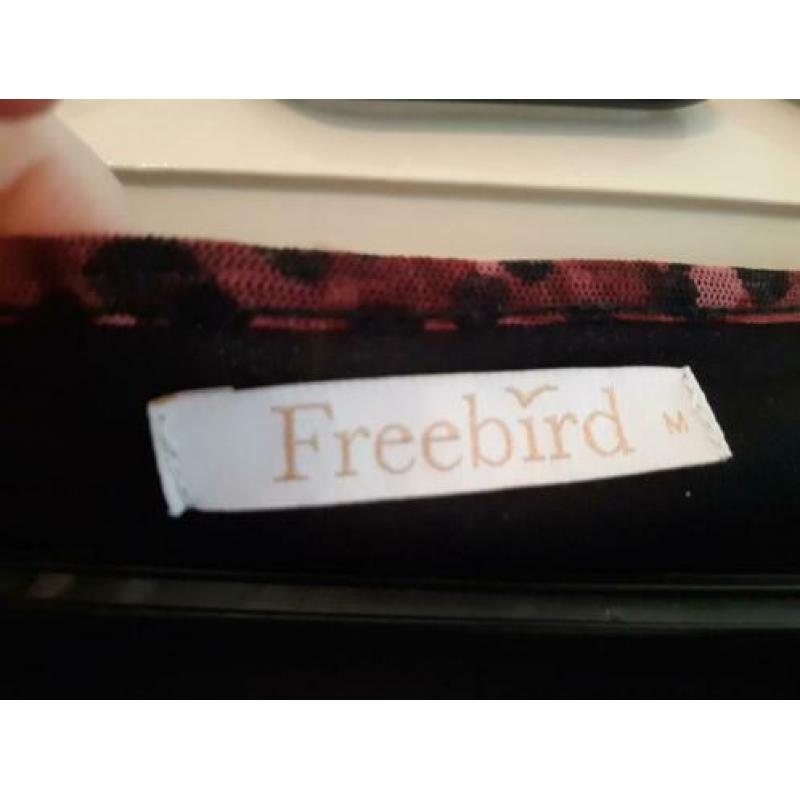 Freebird jurk M bordeaux met zwart luipaardprint