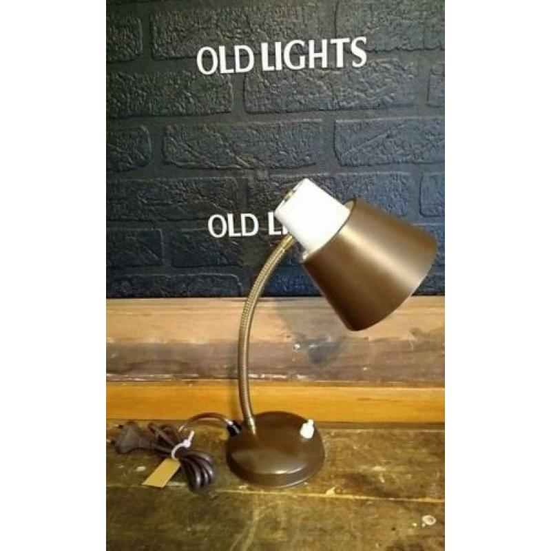 Hala vintage jaren 70 bruin lampje bureaulamp