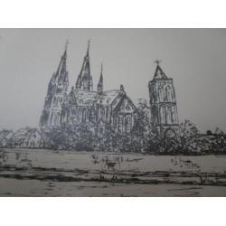 Tekening Martinus kerk in Cuijk