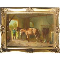 Henk van Leeuwen van O.: stalinterieur met paarden