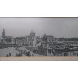 Oude prent Dam en sluizen in Zaandam anno1910 lijst 78x28cm