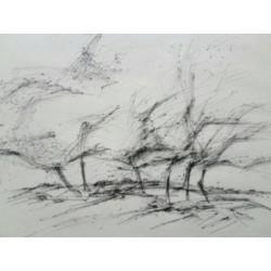 pentekening Jean Leering abstract landschap Amsterdam