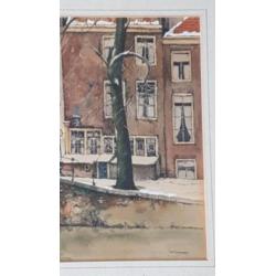 Jan Korthals tek. aquarel Amsterdam Leidsegracht Herengracht