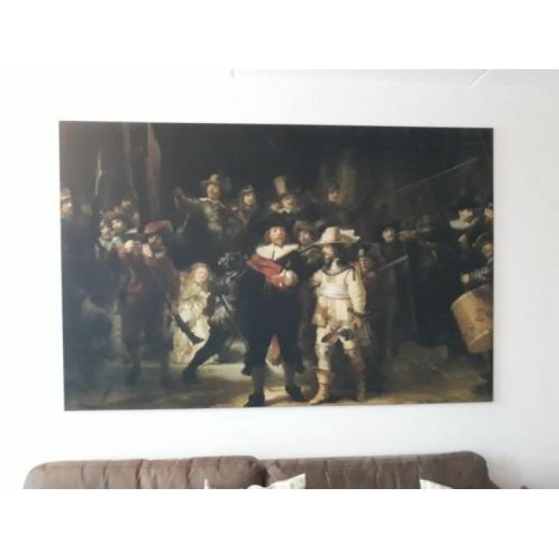 Rembrandt op doek met aluminium frame.