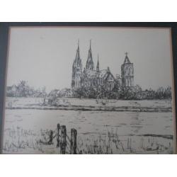 Tekening Martinus kerk in Cuijk