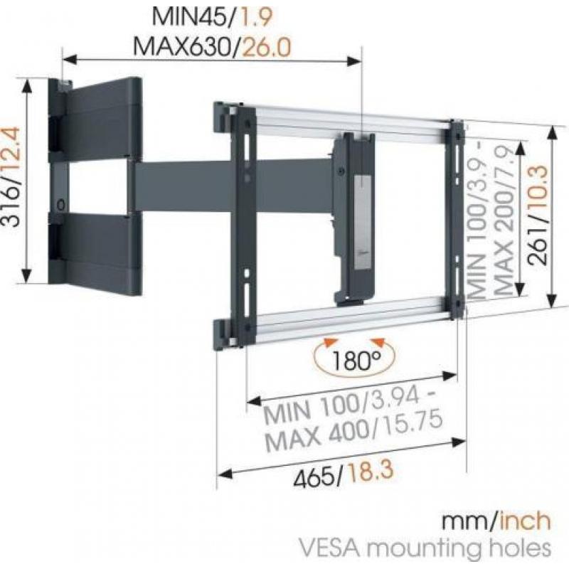 Vogels THIN 546 ExtraThin Draaibare tv beugel voor OLED tv m