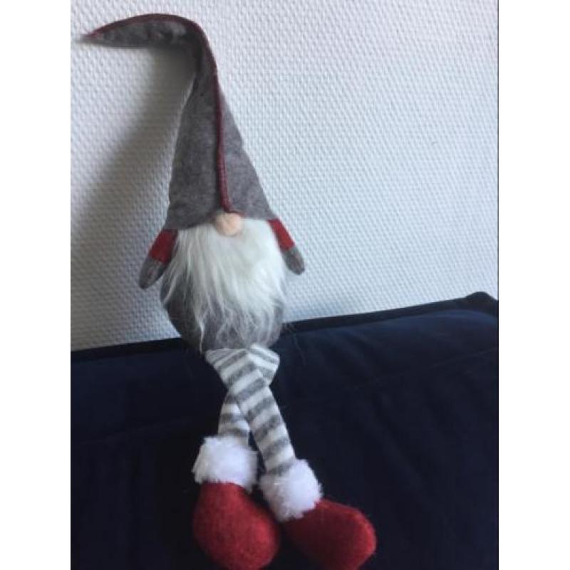 Scandinavisch kerst tomte kabouter kerstman grijs wit rood