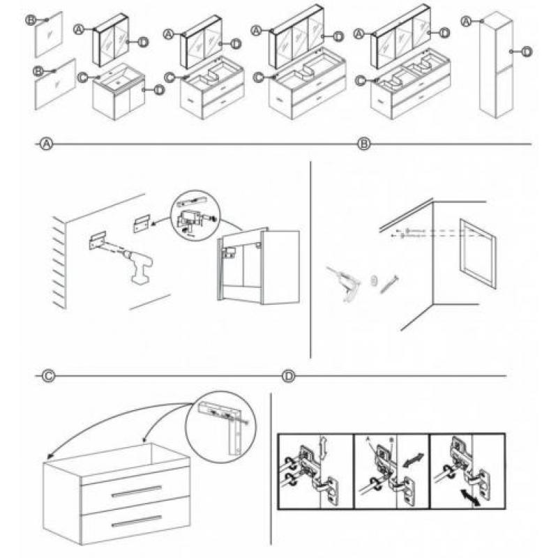 Badmeubelset Differnz The Collection 60x43x61 cm Zwart/Wi...