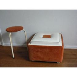 Vintage rib Poef Oranje.