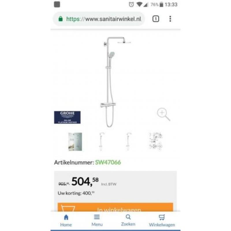 Grohe regendouche 21cm douchesysteem