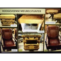 Cowy hocker bekleed met zwart leer