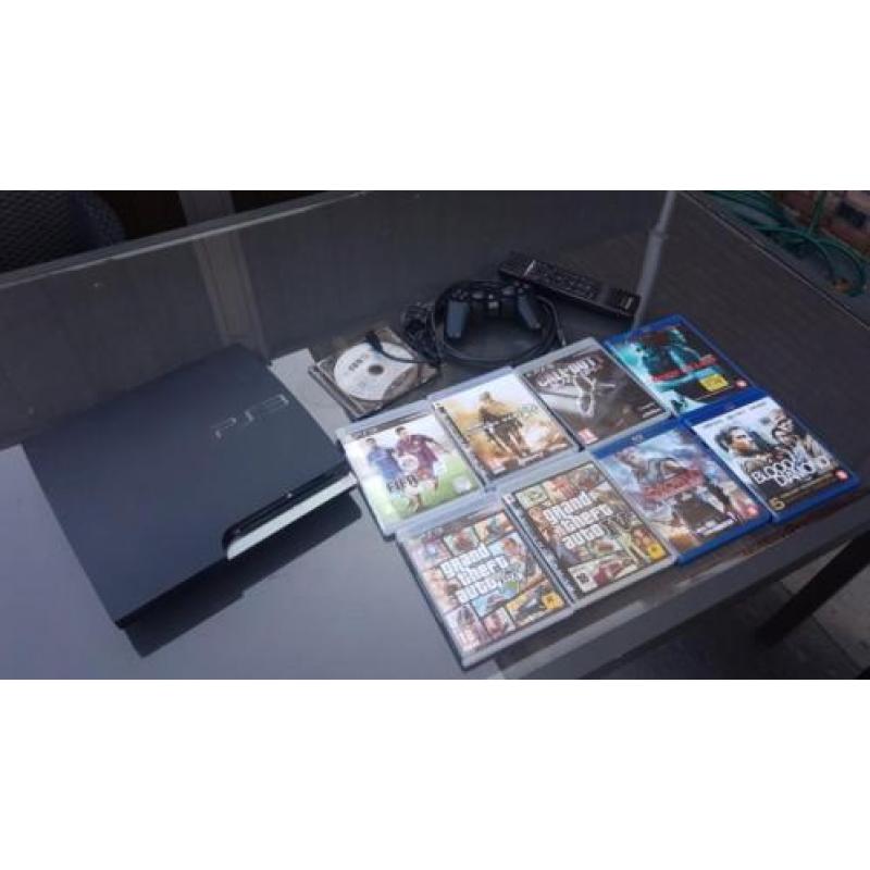 PS3 120gb met games, controller + bluetooth afstandbediening